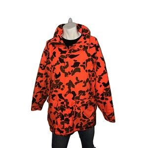 Vintage Woolrich Blaze Orange Camo Hunting Jacket Made in USA Size Large